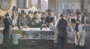 john henry henshall,RWS Behind the Bar (mk46) oil on canvas